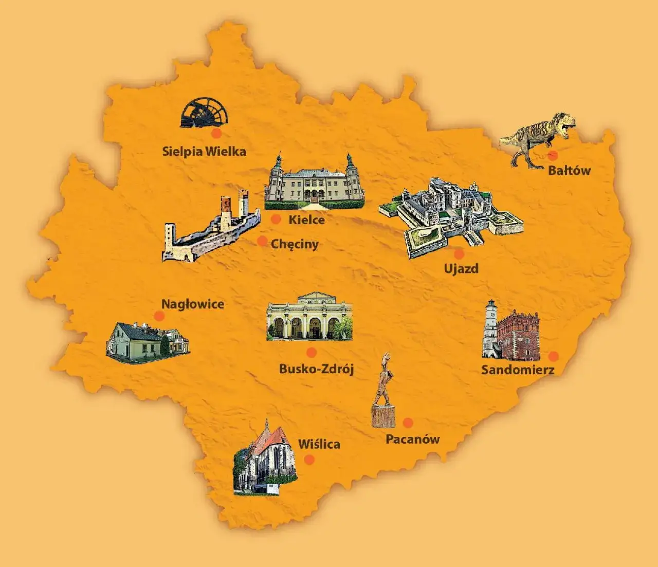 Świętokrzyskie atrakcje turystyczne mapa