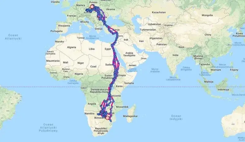 mapa szlak&oacute;w migracyjnych bocian&oacute;w
