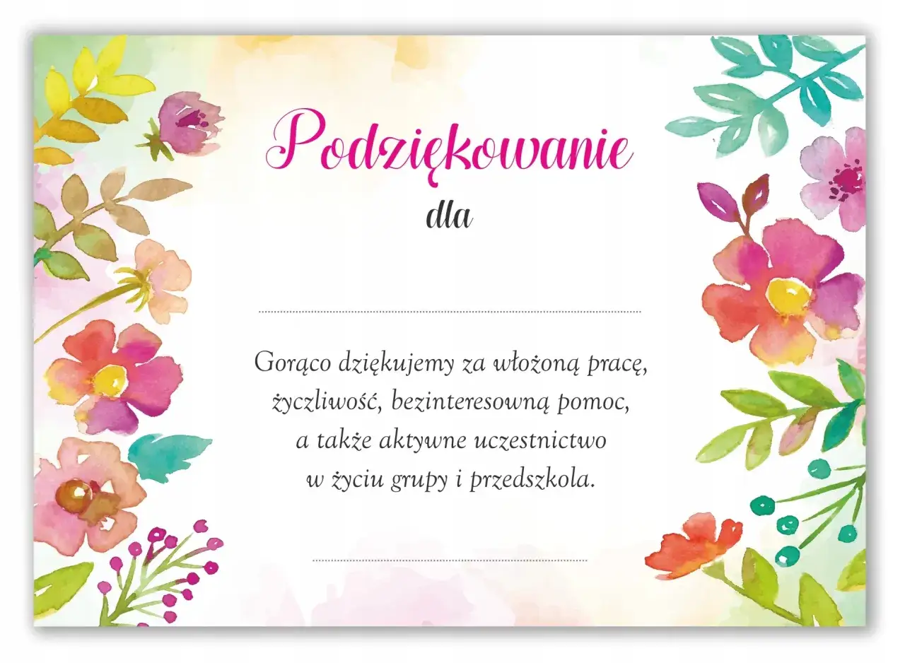 Kwiatowe podziękowania dla rodzic&oacute;w od nauczycieli przedszkola za pracę i pomoc.