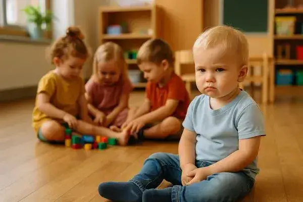 dziecko w żłobku bawi się z r&oacute;wieśnikami