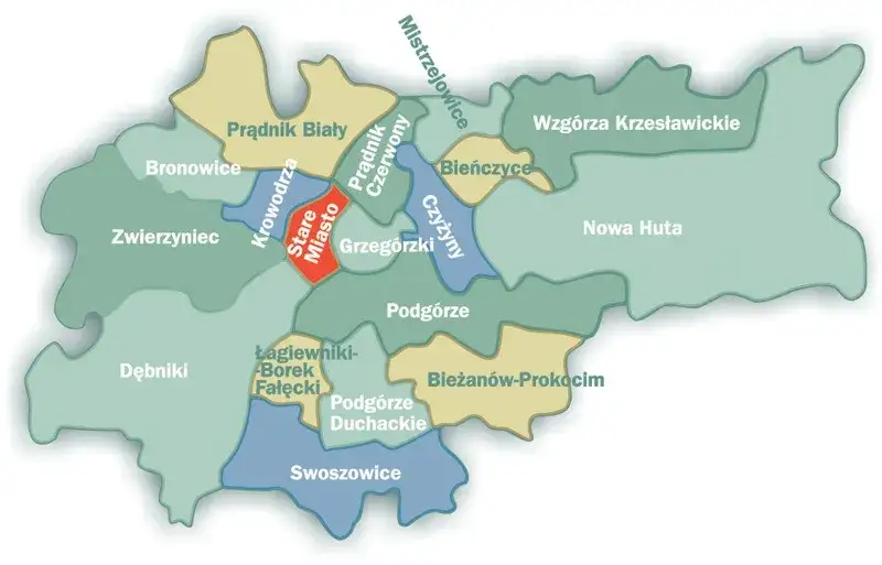 Mapa mieszkań socjalnych Kraków dzielnice