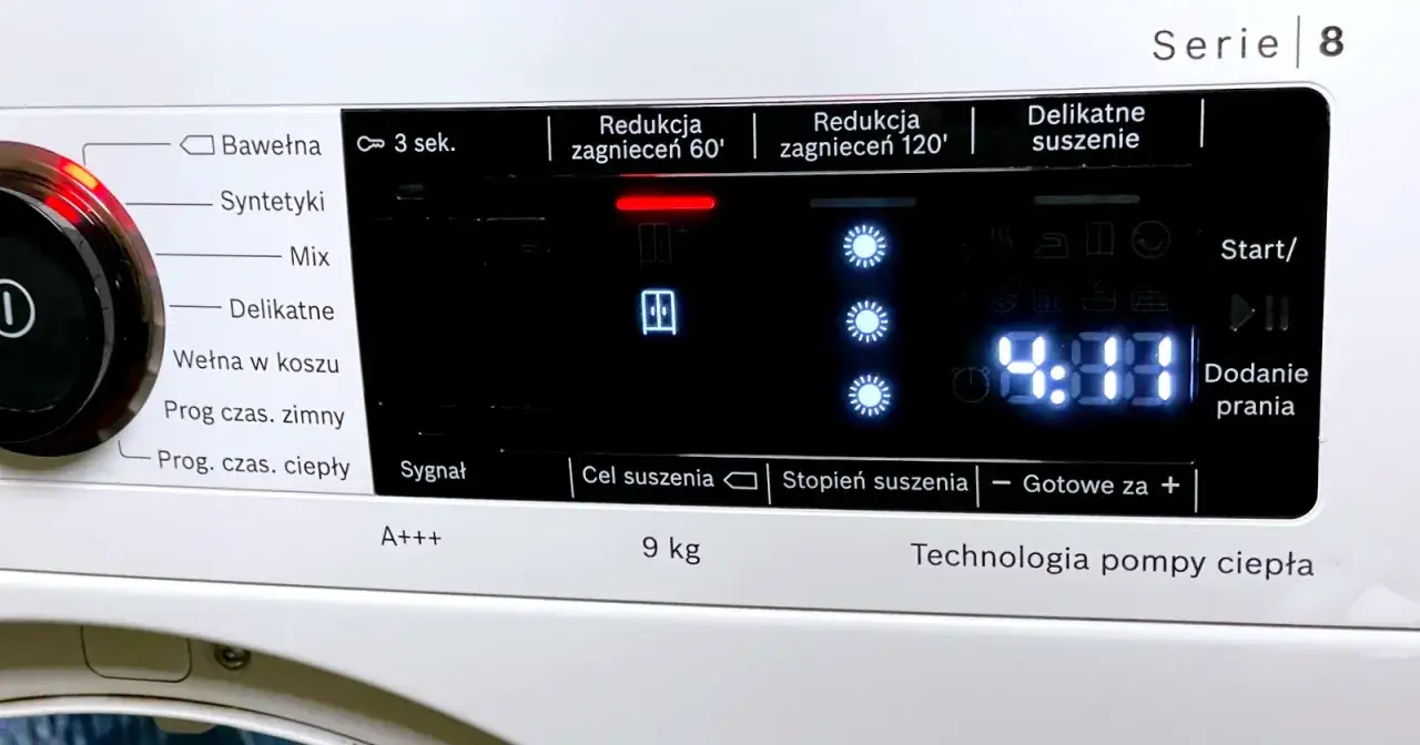 Panel sterowania suszarki bębnowej z programami