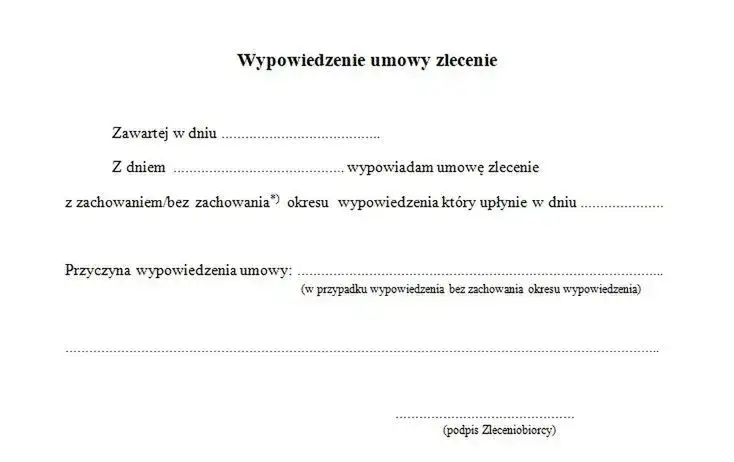 rozwiązanie umowy zlecenie tryby wypowiedzenia