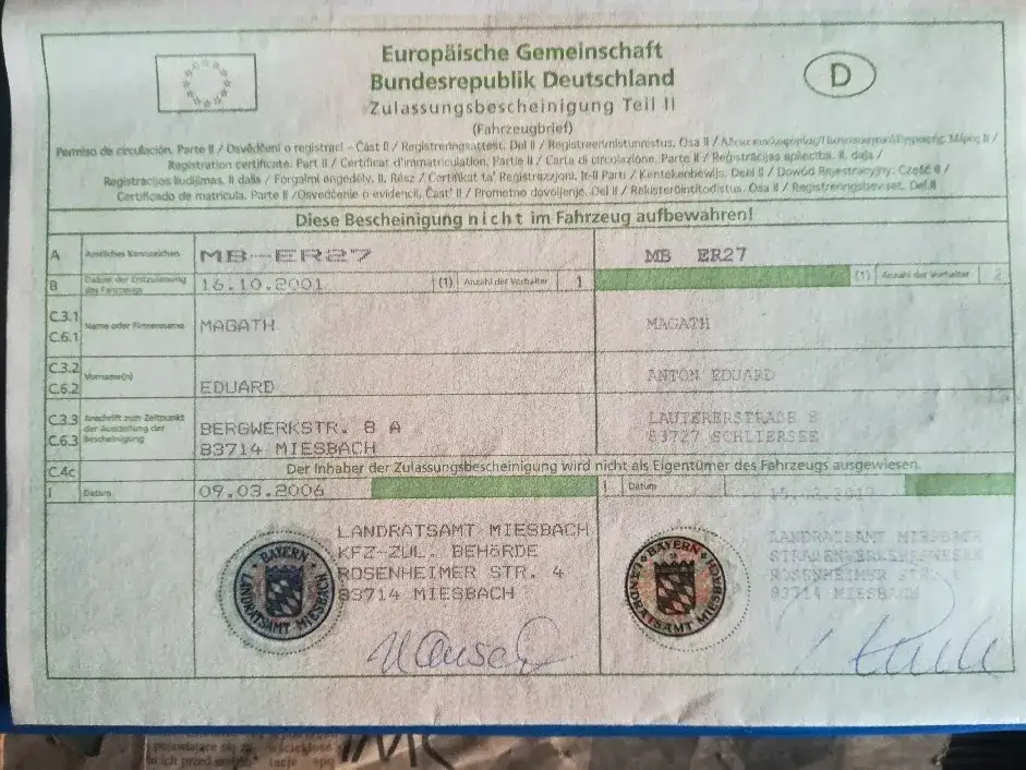 Sprowadzony samochód z Niemiec dokumenty