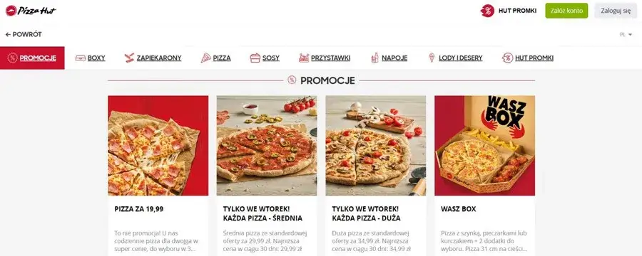 Duża pizza Pizza Hut Polska średnica