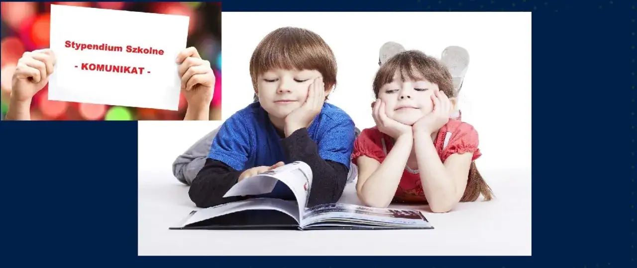 Dzieci czytają, a na kartce widnieje komunikat: 