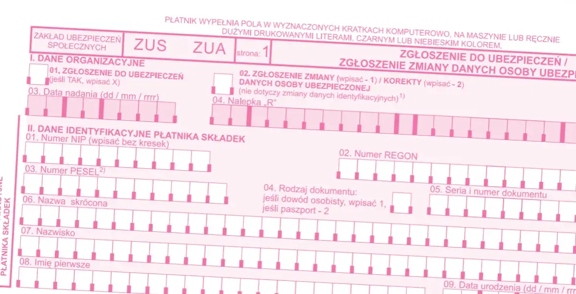 Formularze ZUS i NIP dla osoby fizycznej