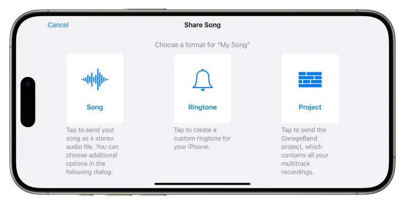 GarageBand iPhone interfejs tworzenie dzwonka