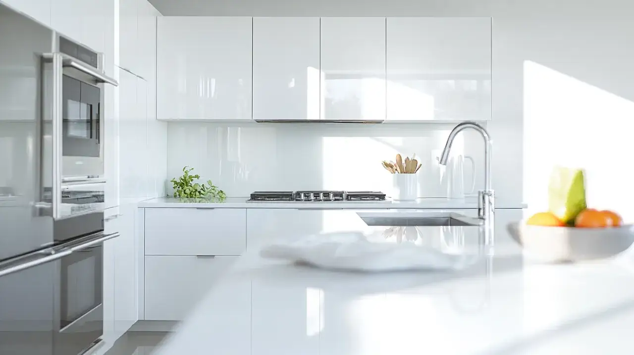 Zdjęcie Lacobel w białej kuchni: nowoczesne rozwiązania i praktyczne porady