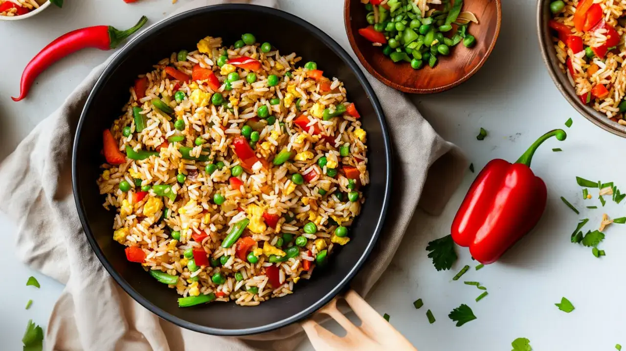 Kolorowy ryż z warzywami i przyprawami
