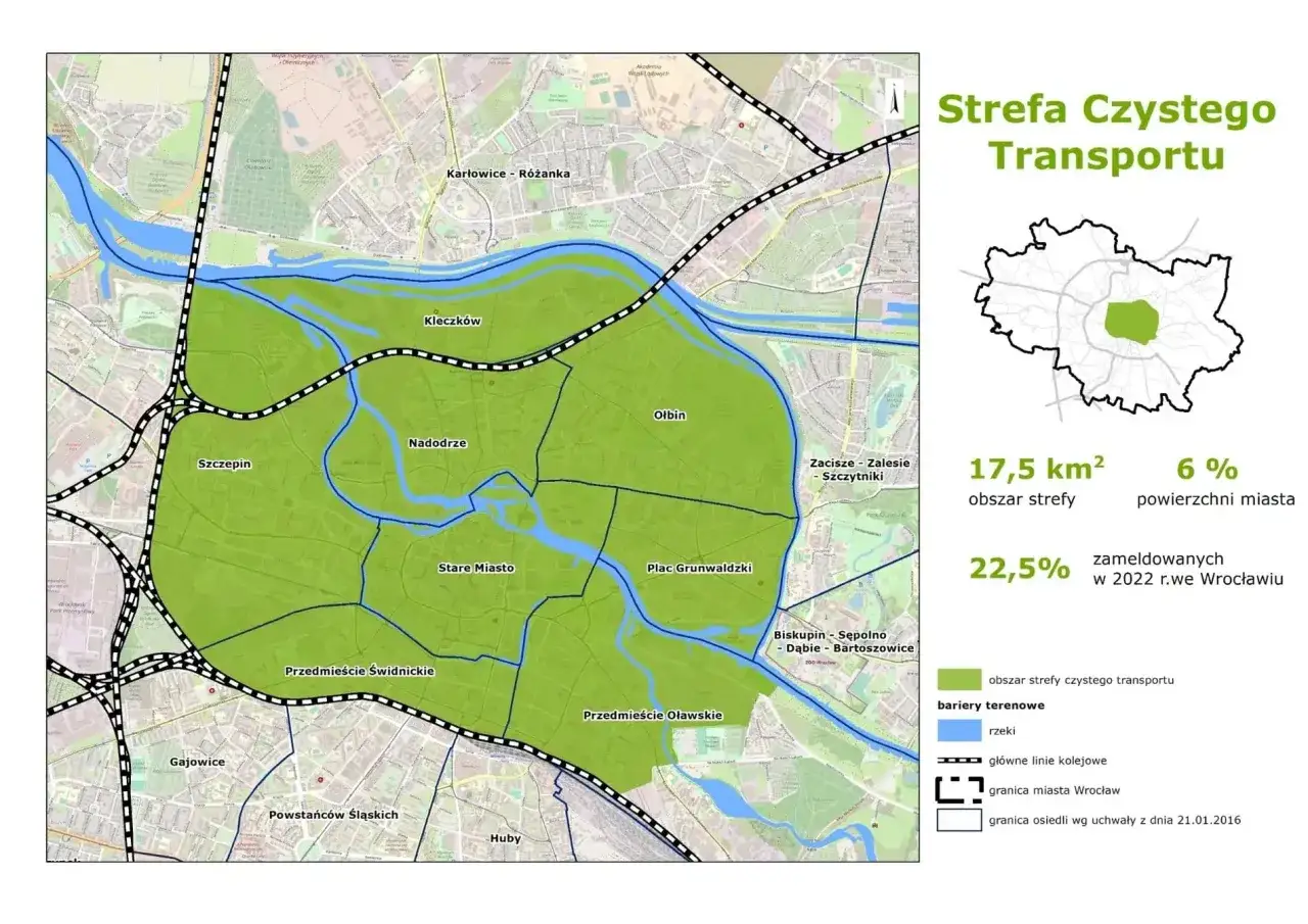 Mapa Stref Czystego Transportu Polska