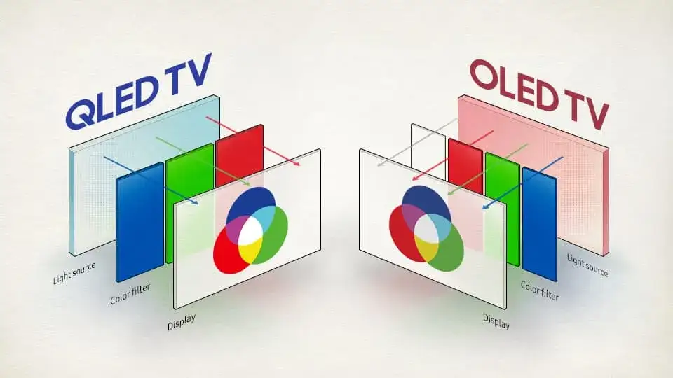 Porównanie paneli telewizorów OLED i QLED, technologia