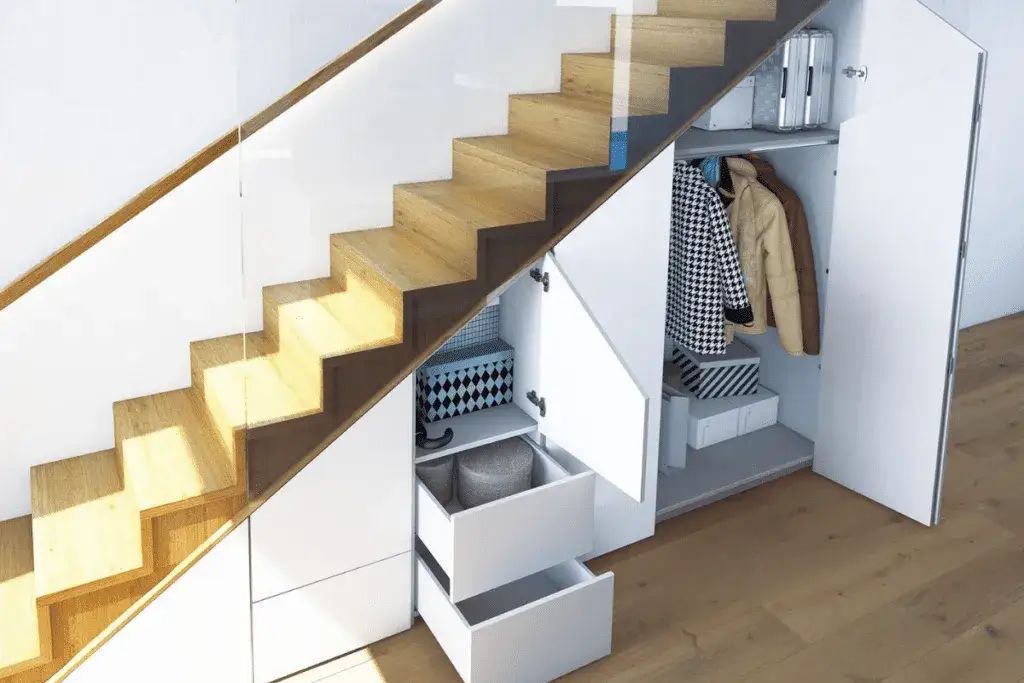 zabudowa pod schodami pełnymi i ażurowymi