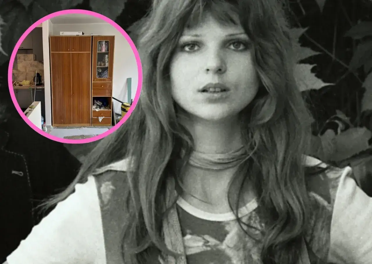 Elżbieta Dmoch mieszka w samochodzie, a w tle widać jej skromne, ale przytulne wnętrze z szafą.