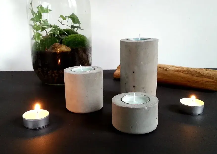 doniczki i świeczniki z betonu DIY