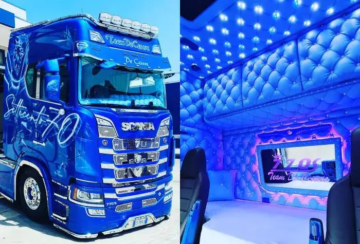 Scania z orurowaniem i dodatkowym oświetleniem
