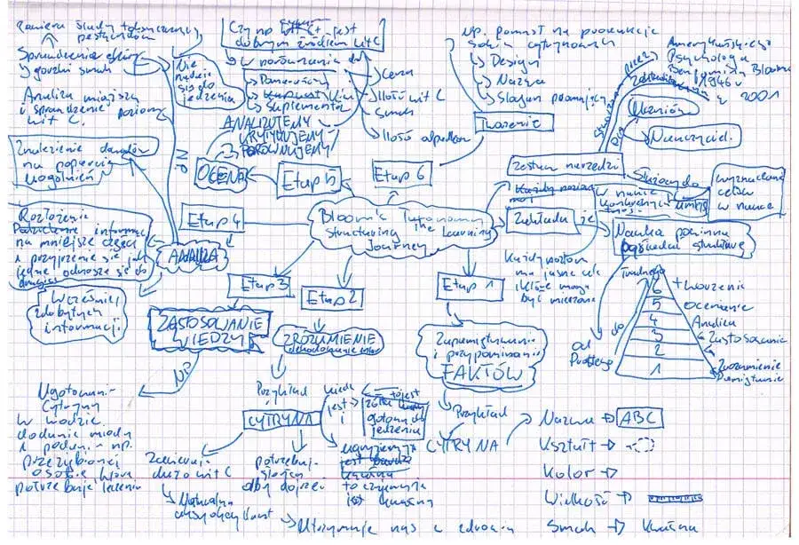 osoba ucząca się aktywnie, notatki, fiszki, mapa myśli