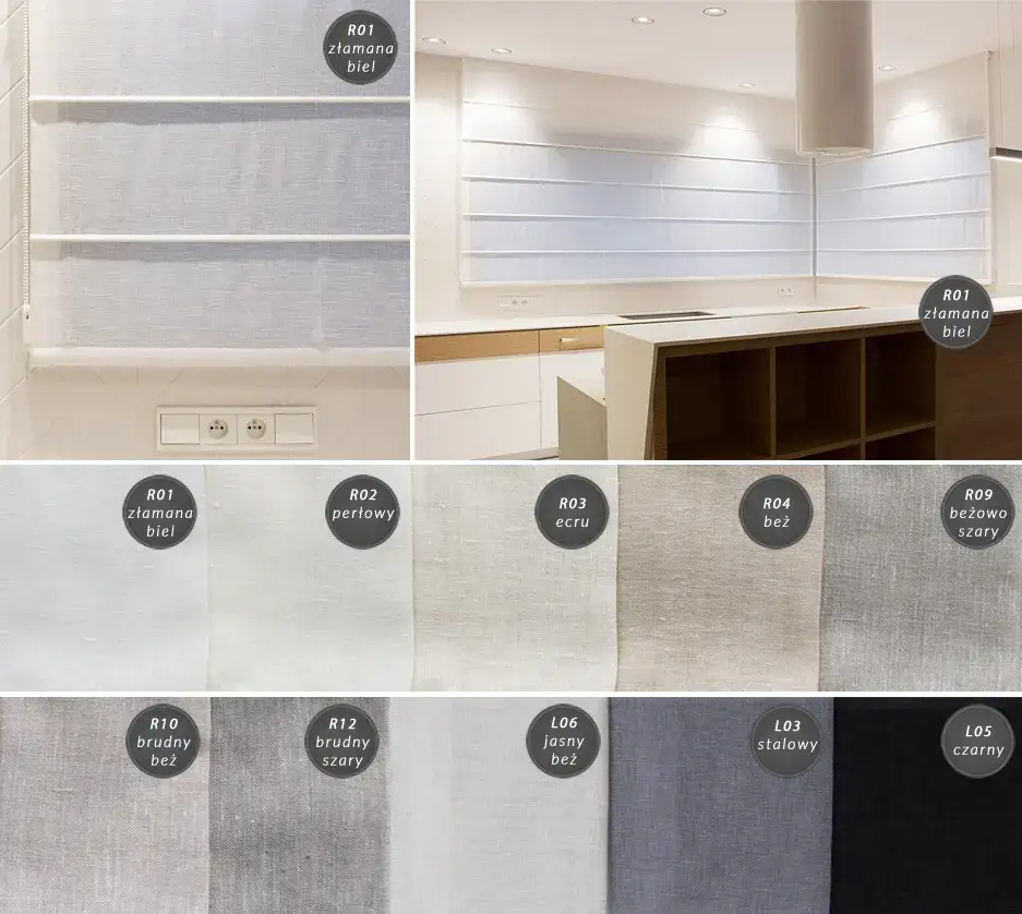 przykłady tkanin na rolety rzymskie firanowe