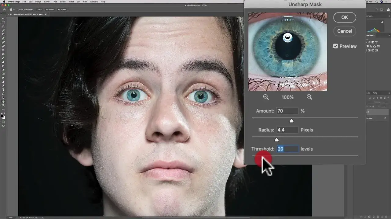 Photoshop Unsharp Mask interface
