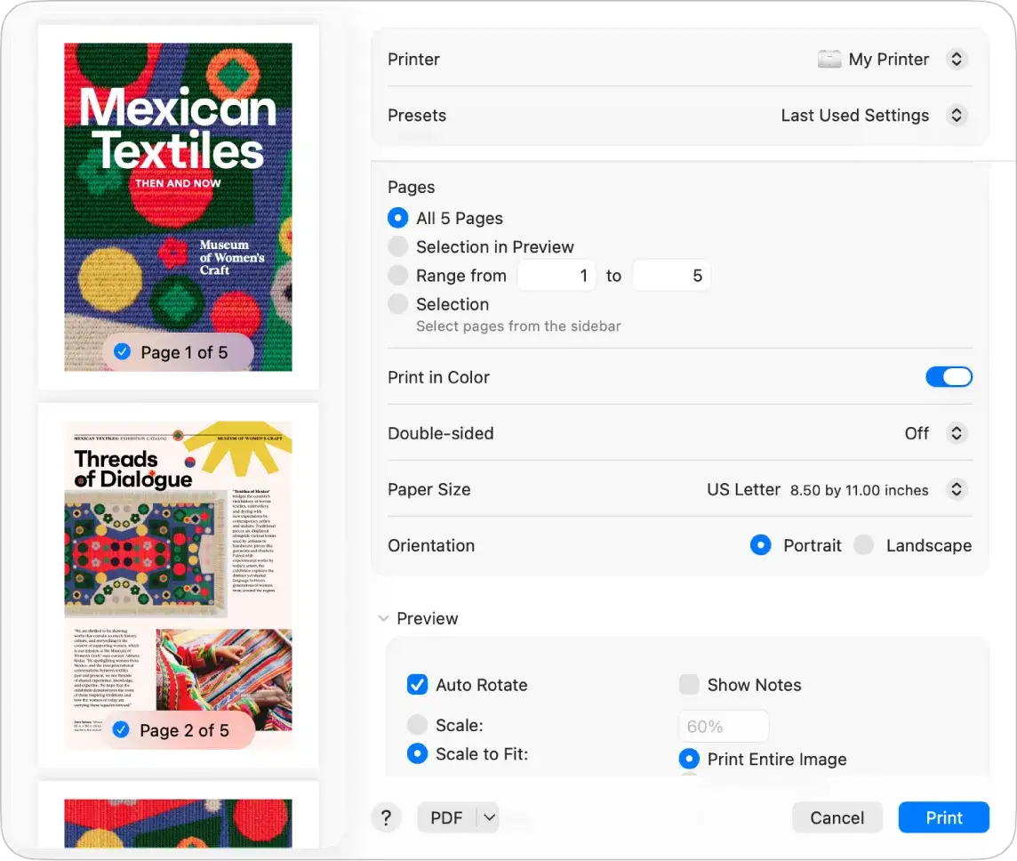 ikona drukarki w zasobniku systemowym Windows, okno kolejki wydruku macOS