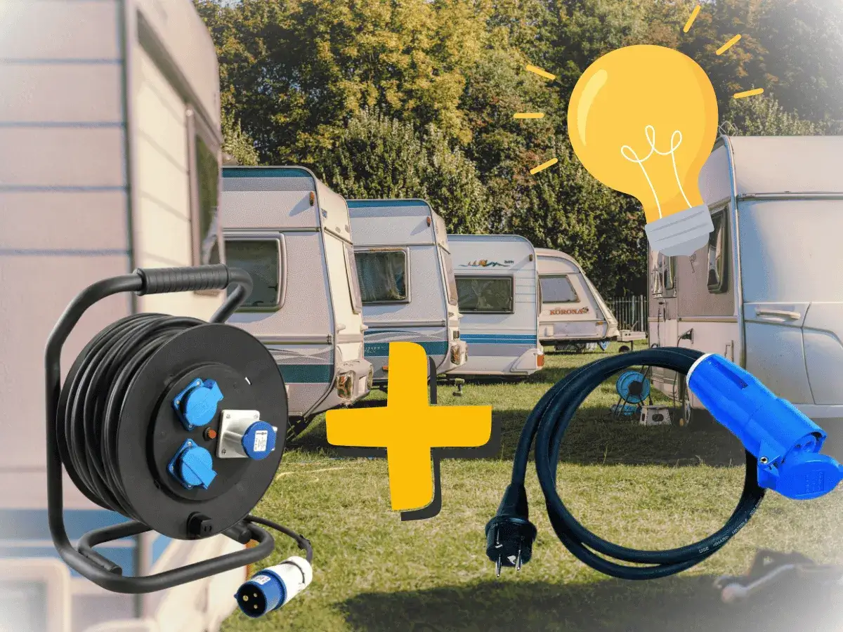 podłączanie przyczepy kempingowej do prądu lub panel sterowania lod&oacute;wki kempingowej