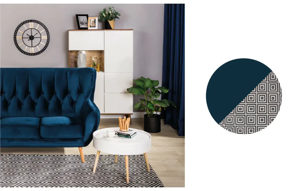 Zdjęcie Jaki dywan do turkusowej kanapy? Oto najpiękniejsze propozycje