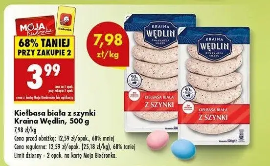 Zdjęcie Kiełbasa biała z szynki Biedronka - najlepsze promocje na Wielkanoc