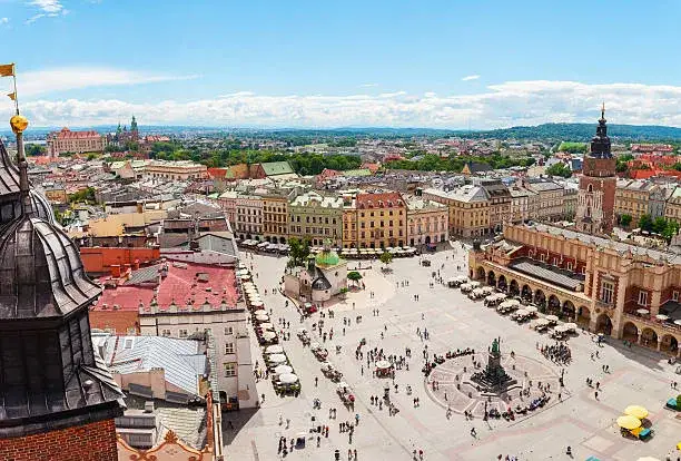 Panorama Krakowa, Rynek Gł&oacute;wny z lotu ptaka