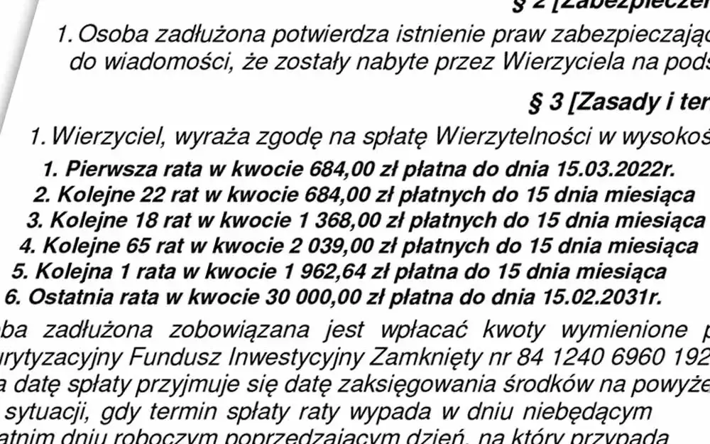 Rozłożenie długu na raty ugoda