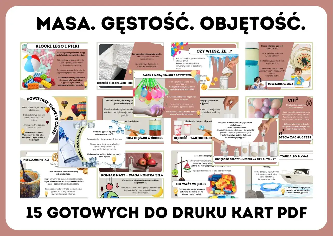 Różnica między masą a objętością gęstość produktów