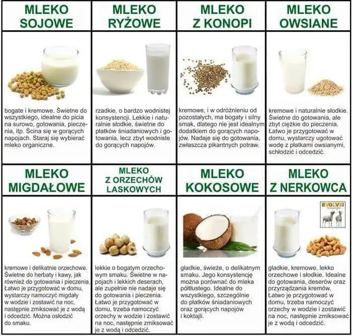 r&oacute;żne rodzaje mleka roślinnego do kawy por&oacute;wnanie