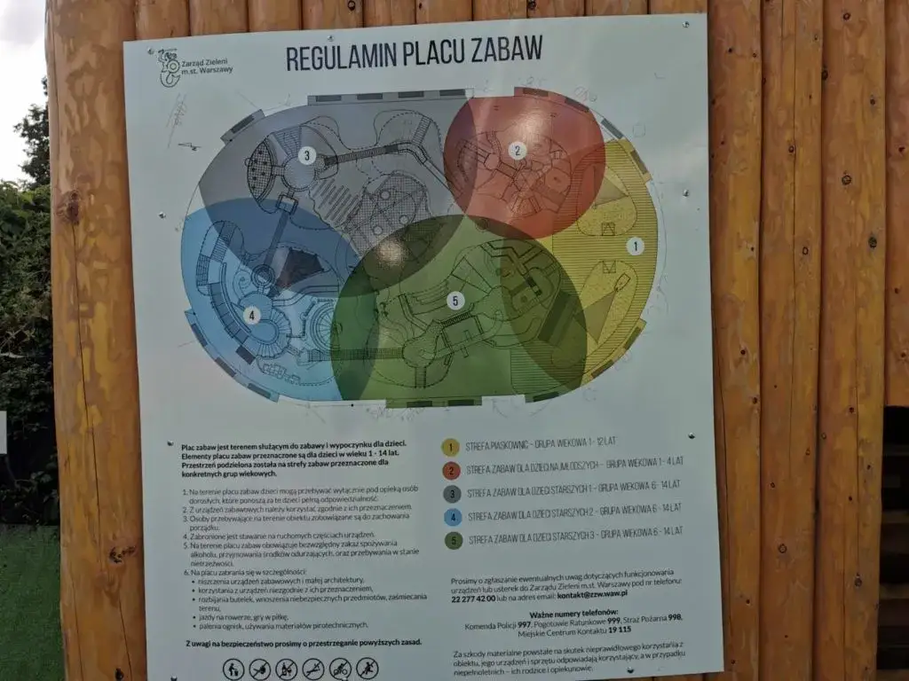 Mapa Parku Ujazdowskiego z placem zabaw