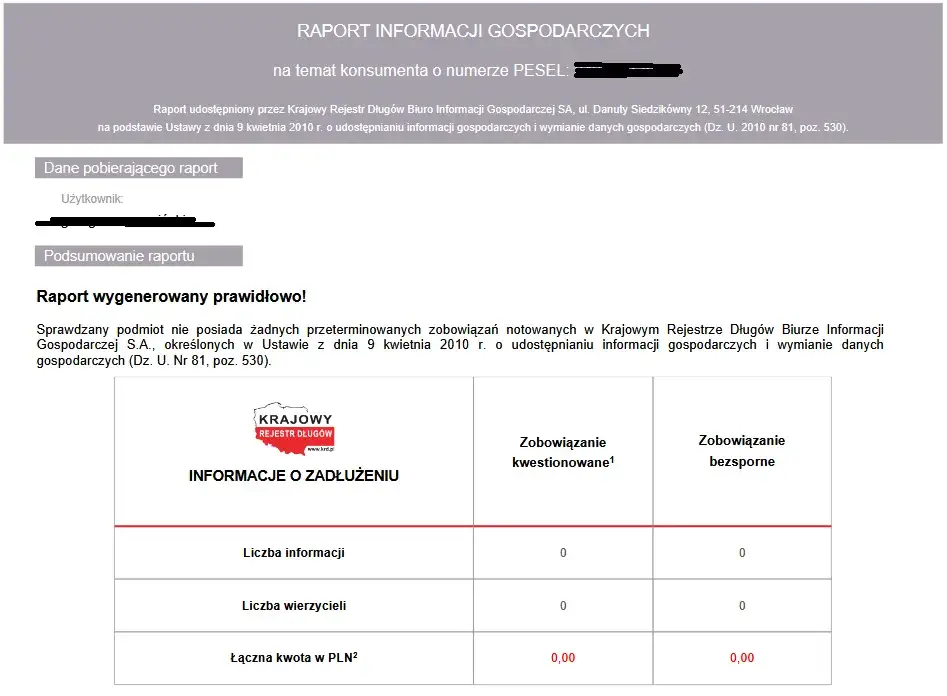 raport KRD przykładowy