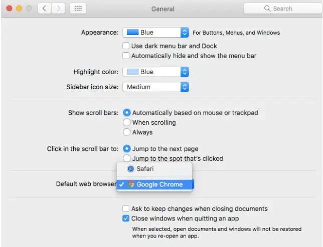 Jak zmienić domyślną przeglądarkę macOS ustawienia