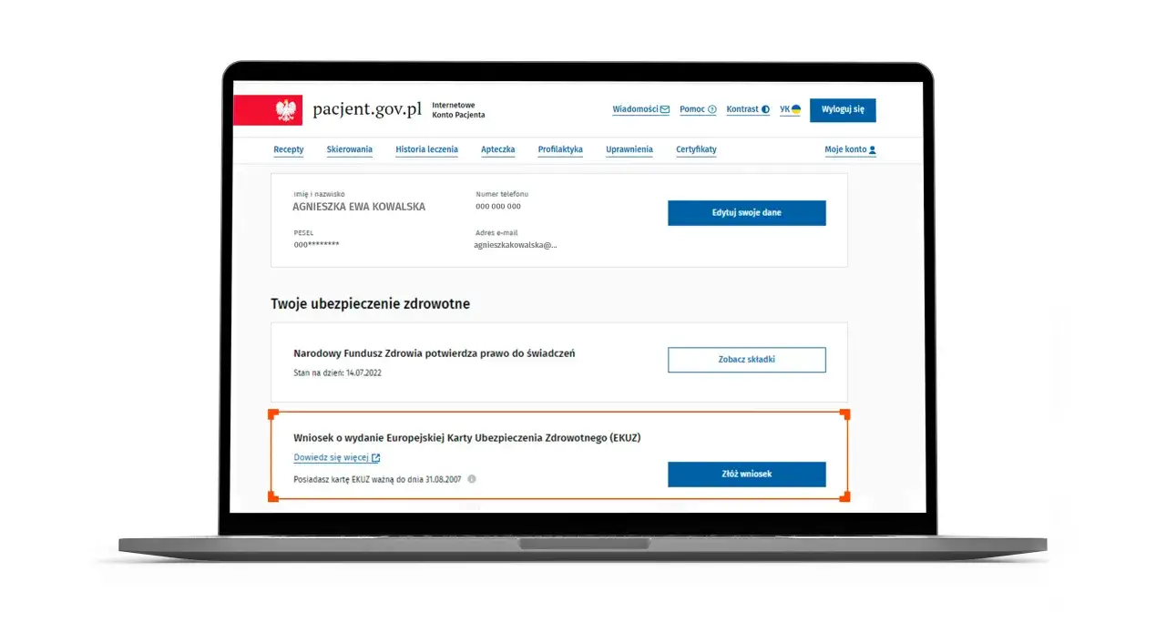 Wniosek o wydanie karty EKUZ dla dziecka. Złóż wniosek online na pacjent.gov.pl.