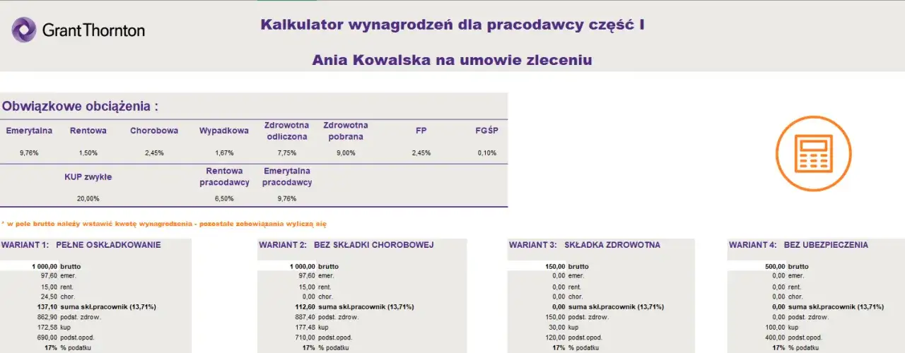kalkulator wynagrodzenia umowa zlecenie