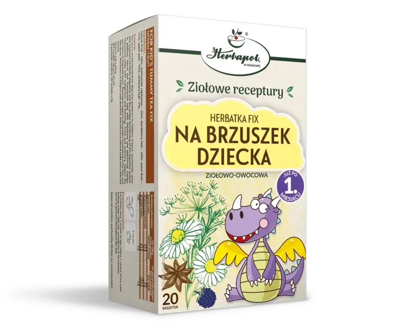 dziecko z termoforem na brzuchu, zioła na ból brzucha dla dzieci
