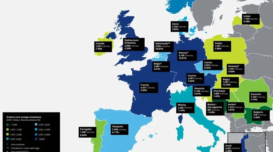 Mapa cenowa wynajmu mieszkań w Danii
