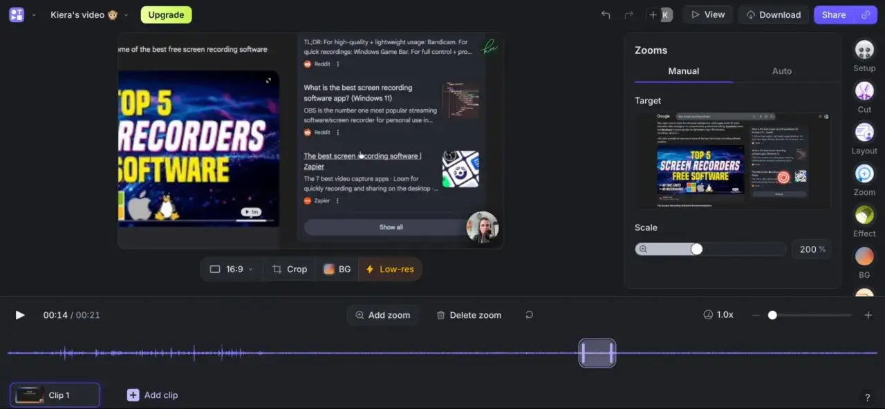 Jak nagrać ekran? Edytor wideo pokazuje podpowiedzi dotyczące najlepszego oprogramowania do nagrywania ekranu, z opcjami dodawania zoomów i edycji.