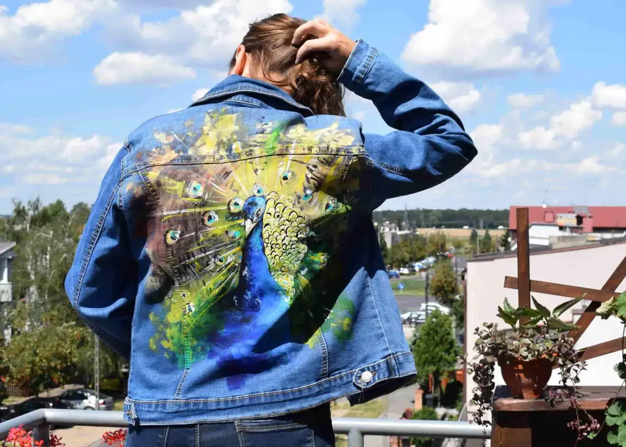 ręcznie malowana kurtka jeansowa