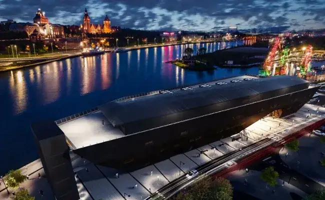 Morskie Centrum Nauki Szczecin budynek z lotu ptaka