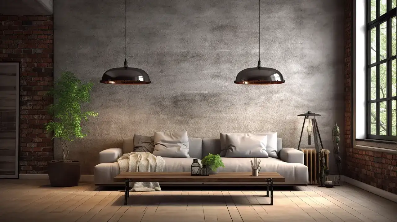 ciemnoszara kanapa styl skandynawski industrialny glamour