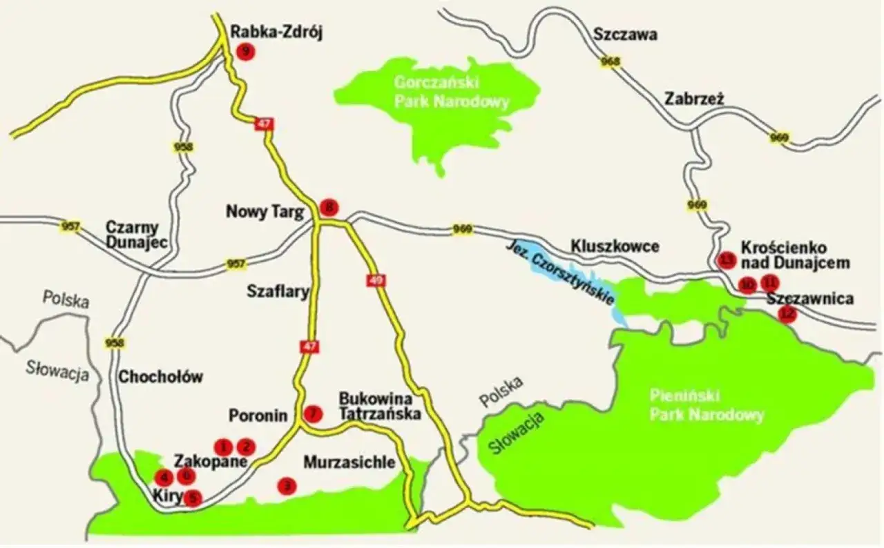narciarz wybierający stok mapa