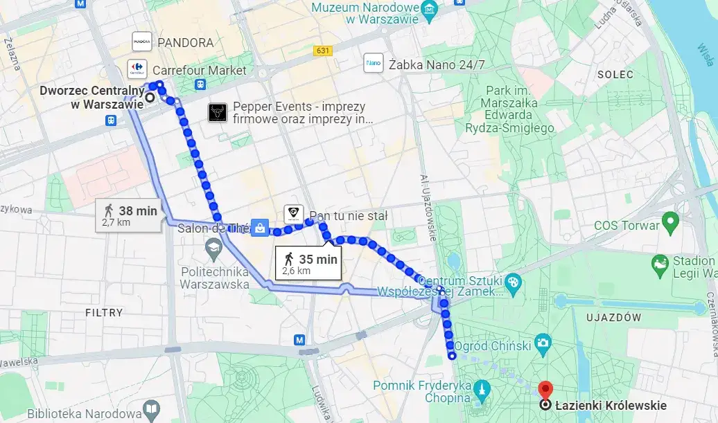 Zdjęcie Jak łatwo dojechać do Łazienek z Dworca Centralnego w Warszawie