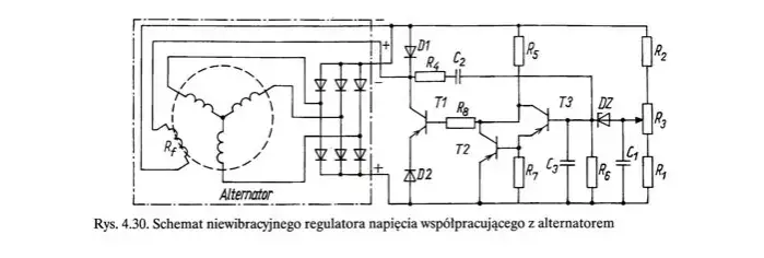 Alternator samochodowy i regulator napięcia schemat