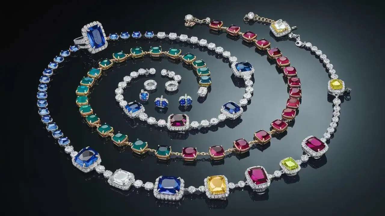 różne rodzaje biżuterii z kamieniami