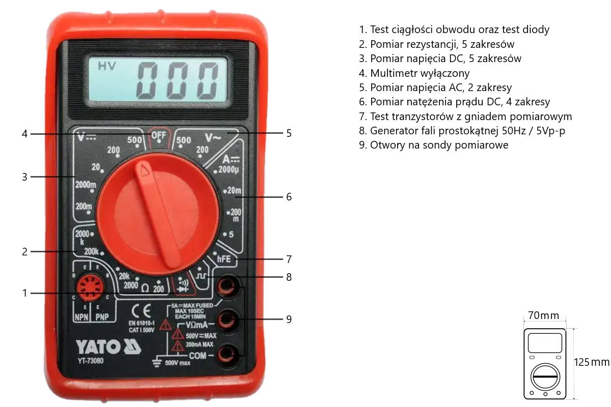 multimetr ustawienia test ciągłości rezystancji