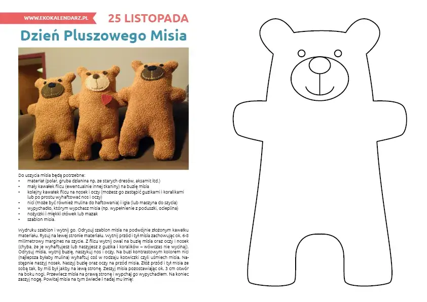 wykr&oacute;j na misia, wycięte elementy pluszaka