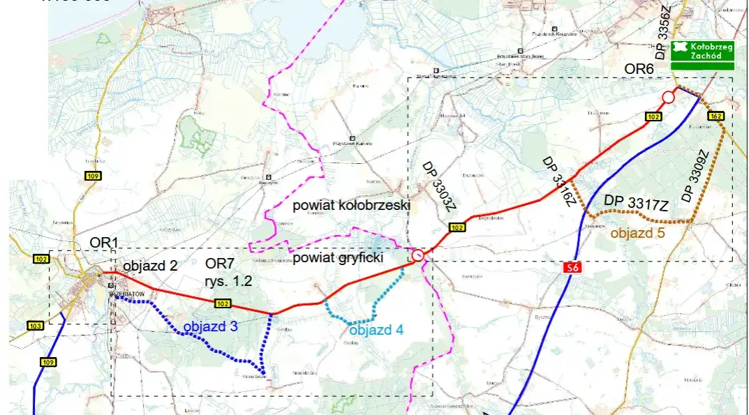 mapa dojazd Trzebiat&oacute;w Kołobrzeg Pogorzelica