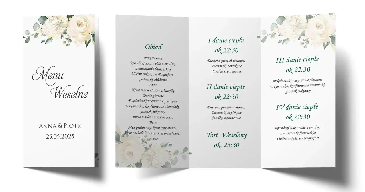 Różne rodzaje menu weselnego